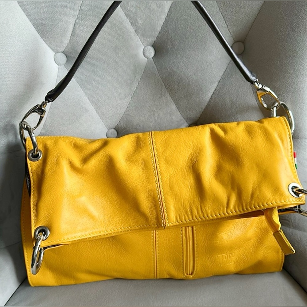 Yellow Leather Shoulder Bag